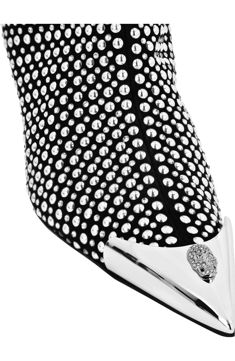 PHILIPP PLEIN Low Heel Ankle Boots Studs And Strass Skull Women, Alternate, color, Black