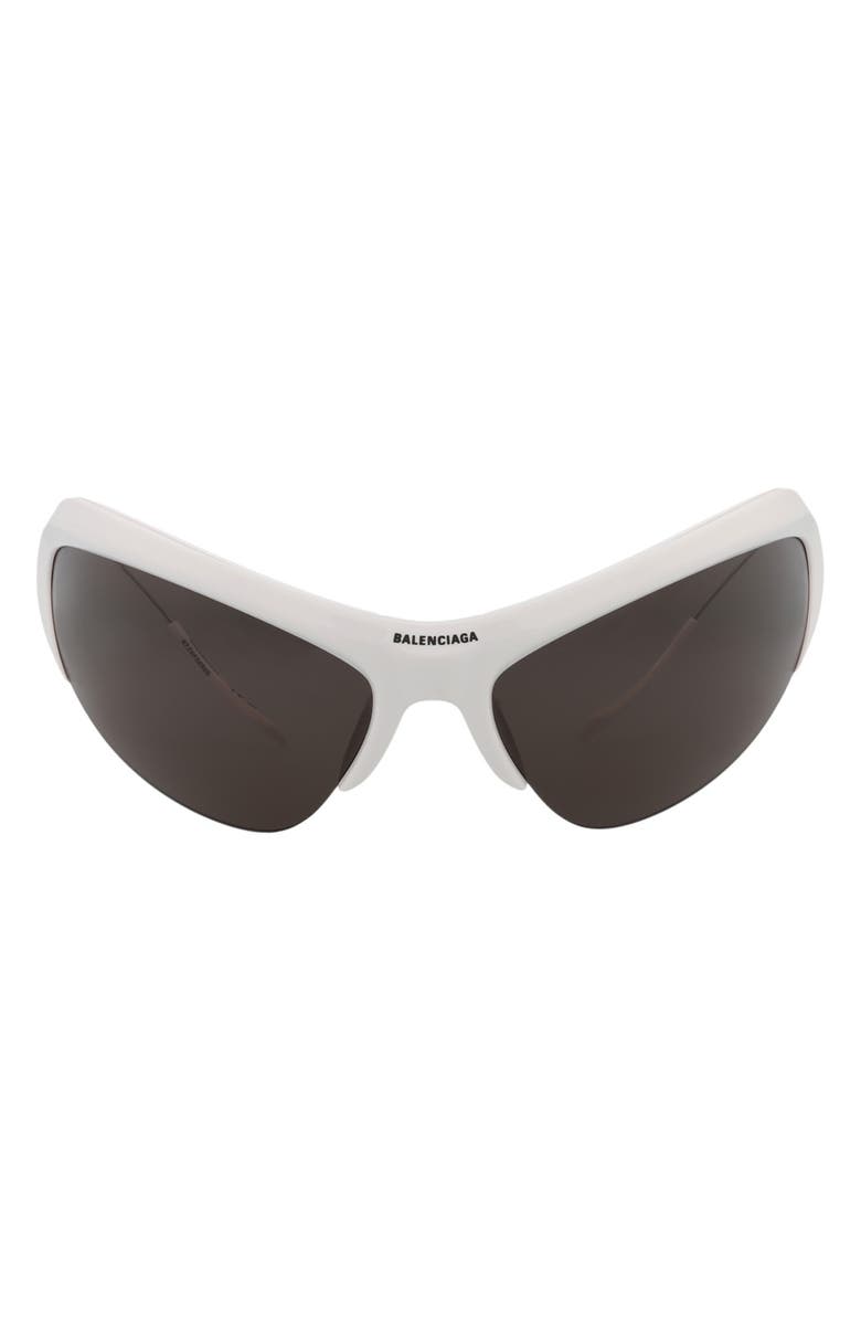 Balenciaga 91mm Oval Sunglasses, Main, color, White Silver Grey