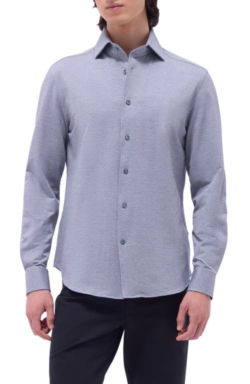 Bugatchi Devon Micro Houndstooth Ooohcotton® Button-up Shirt In Navy