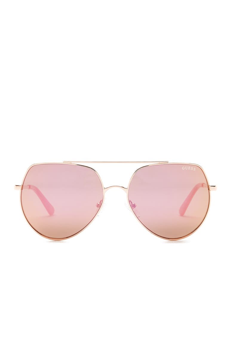 58mm Metal Shield Sunglasses, Main, color, SRGLD/BORDMR