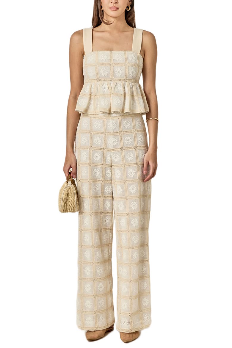 Bria Embroidered Lace Peplum Top, Alternate, color, NATURAL