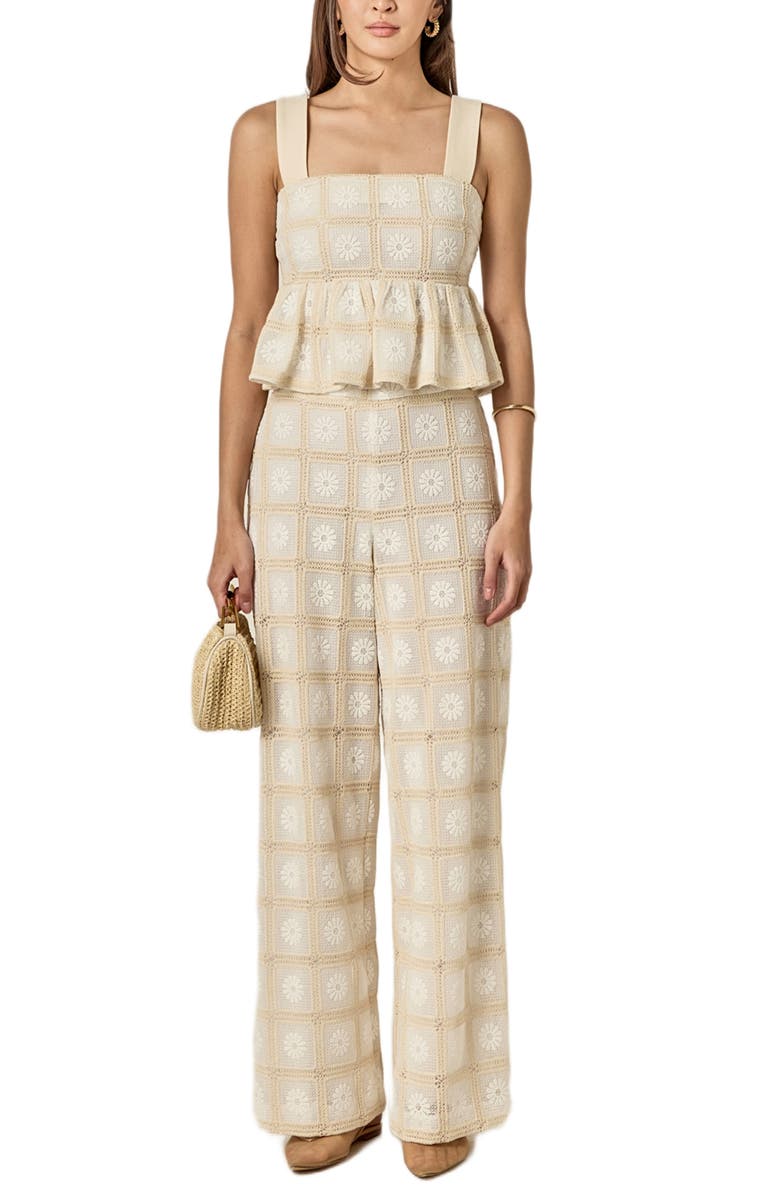 English Factory Bria Embroidered Lace Peplum Top, Alternate, color, Natural