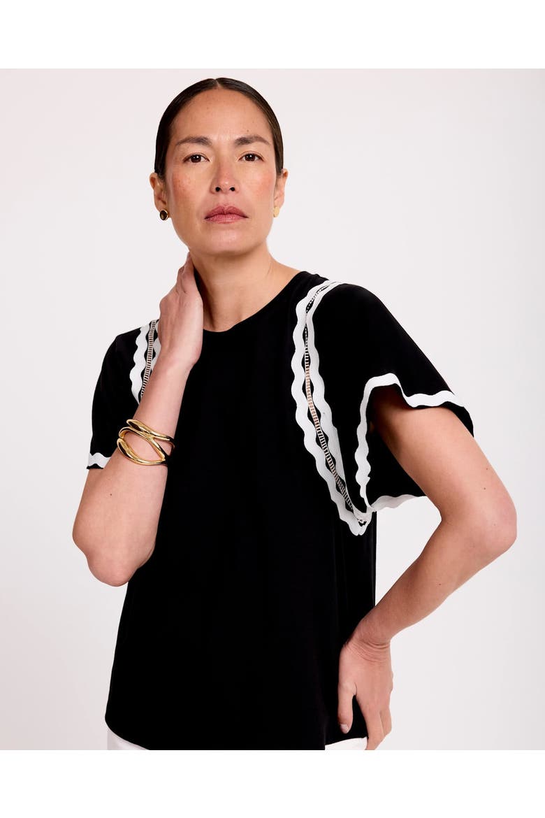 Ric Rac Trim Cotton Top, Alternate, color, Black