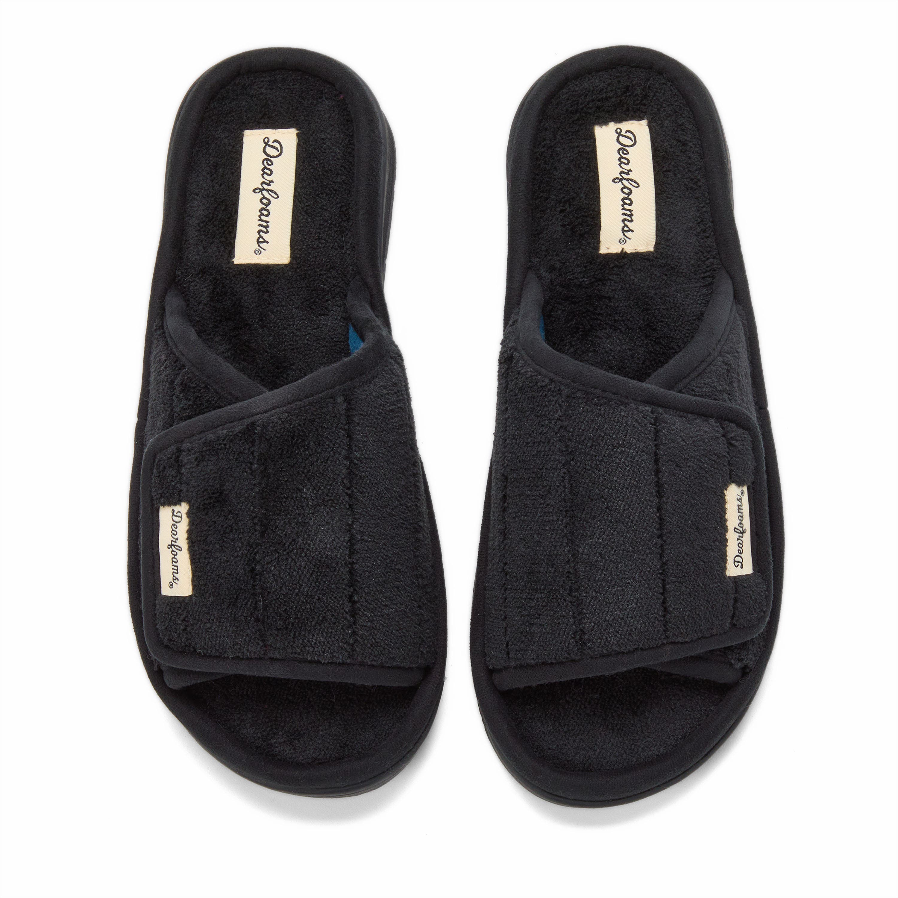 DEARFOAMS Mickey Terry Adjustable Shower Slide Slipper, Alternate, color, Black