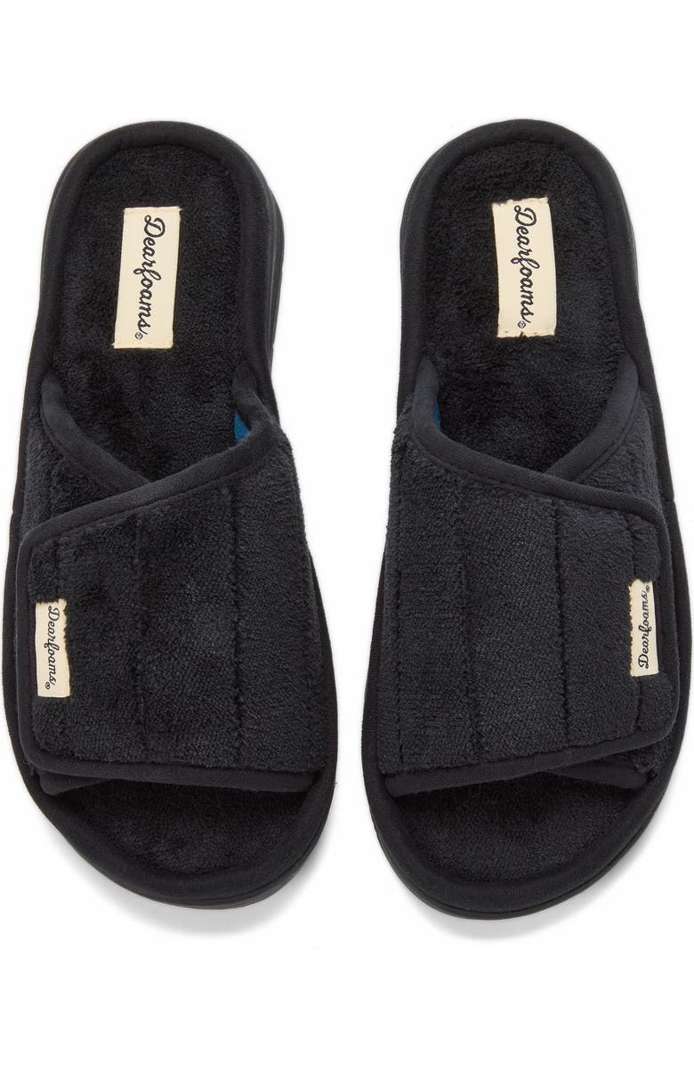DEARFOAMS Mickey Terry Adjustable Shower Slide Slipper, Alternate, color, Black