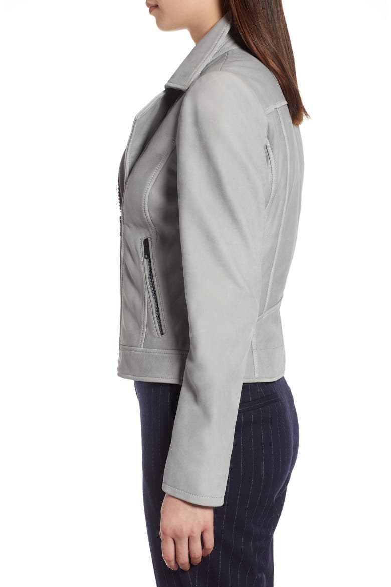 Leather Moto Jacket, Alternate, color, STONE