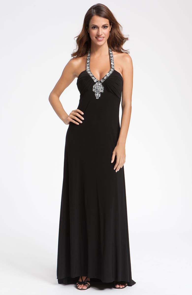 Betsy & Adam Betsey & Adam Jeweled Jersey Gown, Main, color, 