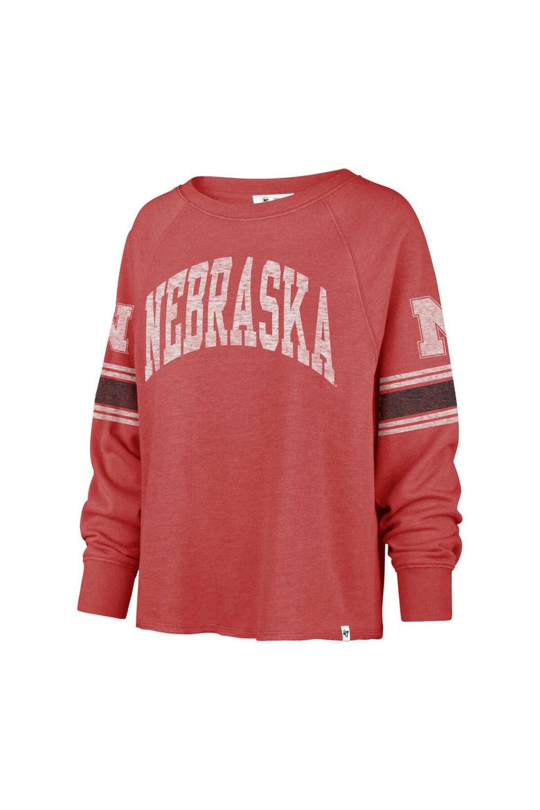 Women's '47 Scarlet Nebraska Huskers Allie Modest Raglan Long Sleeve Cropped T-Shirt, Alternate, color, Scarlet