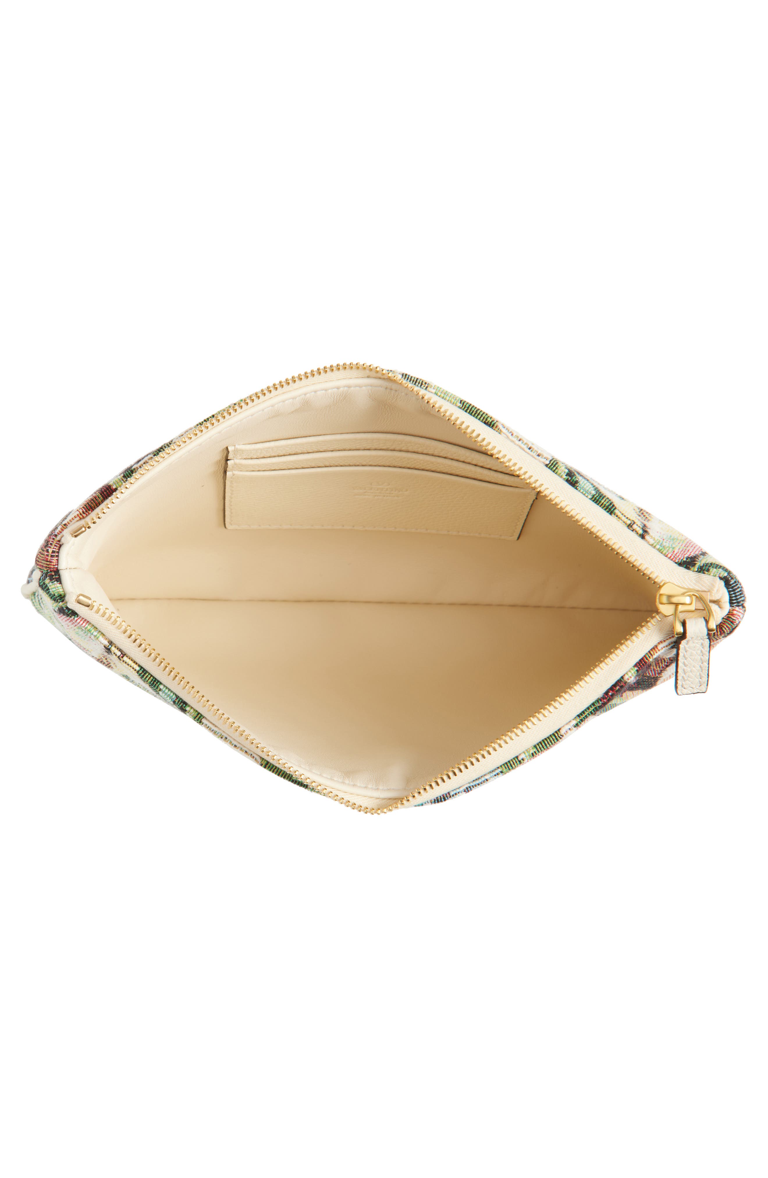 Valentino Garavani Medium VLOGO Floral Jacquard Zip Pouch, Alternate, color, 