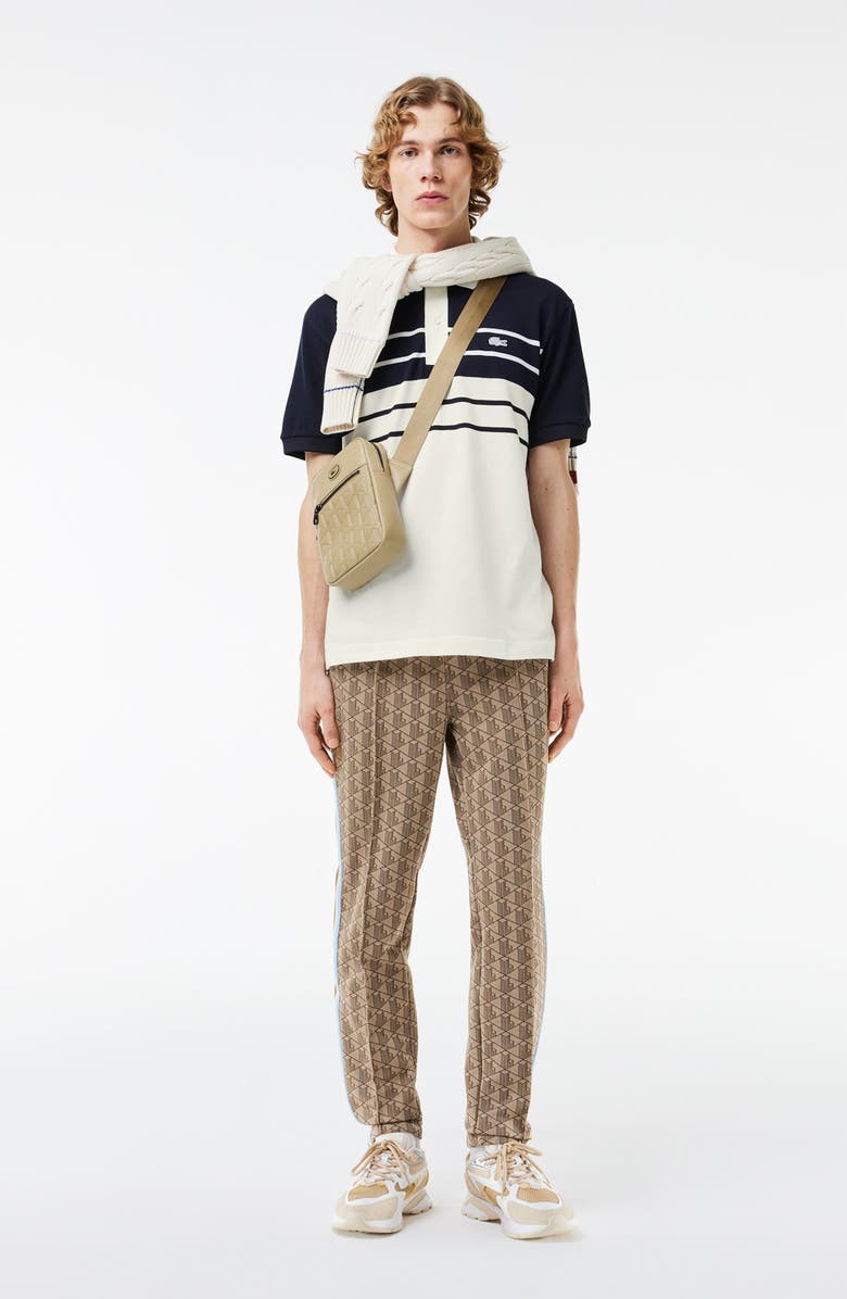 Lacoste Stripe Original L.12.12 Petit Piqué Polo Sweater, Alternate, color, Farine/ Abimes