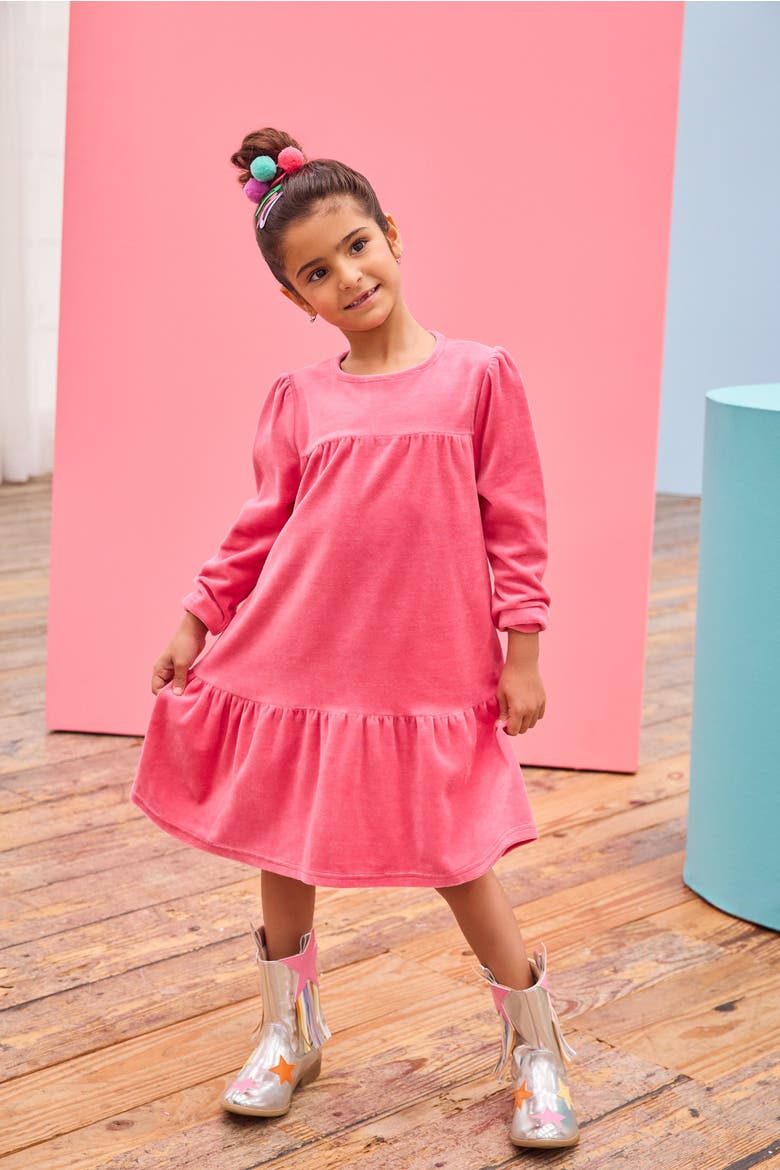 Kids' Velour Lisle Dress, Alternate, color, Tulip Velour