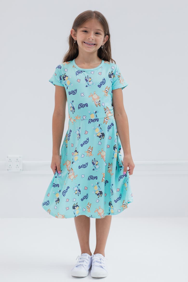 2-Pack Skater Dresses, Alternate, color, Pink Aqua Bluey Bingo