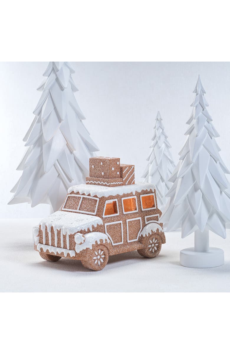 Zodax Adelard LED Holiday Gingerbread Car, Alternate, color, Brown/ White