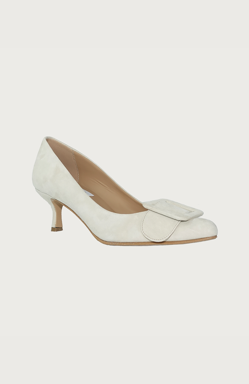 Andrea Carrano Shoes Milk Kitten Heel In White