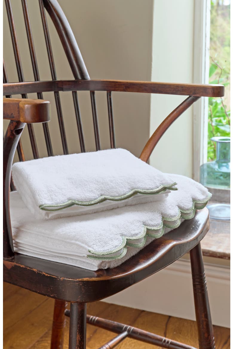 Scallop Edge Luxury Turkish Cotton Bath Towels, Alternate, color, Matcha