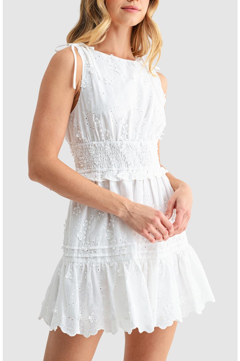 3D Floral Embroidered Minidress, Alternate, color, WHITE