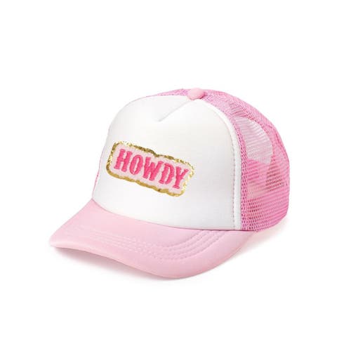 Sweet Wink Howdy Patch Trucker Hat In Pink/white