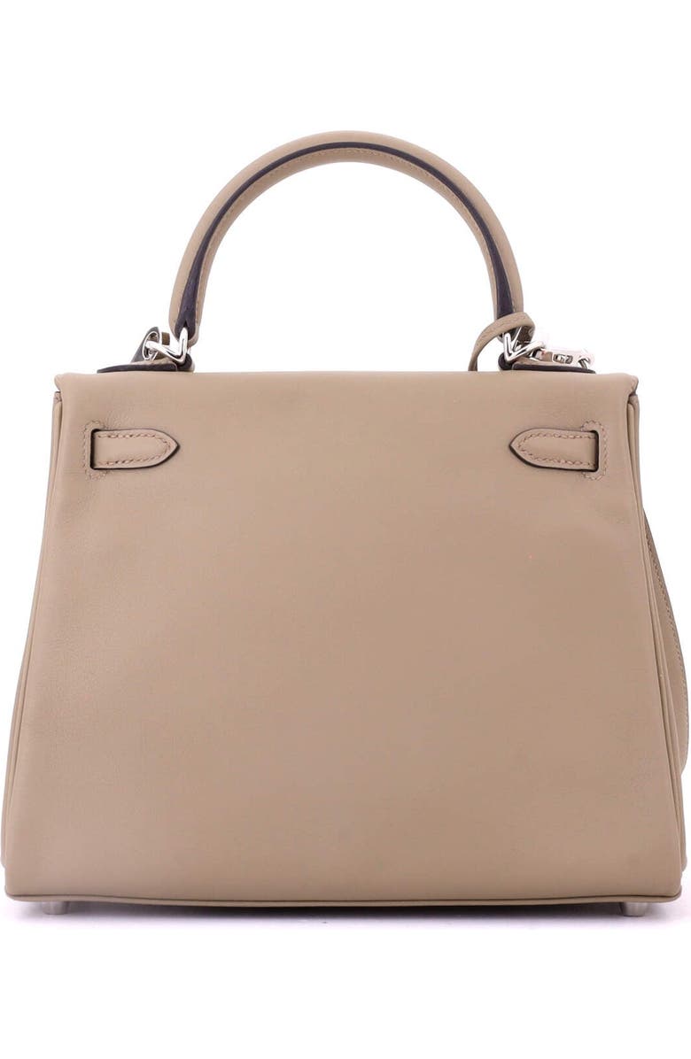 Pre-Owned Hermes Kelly Handbag Brown Swift with Palladium Hardware 25, Alternate, color, Beige Marfa