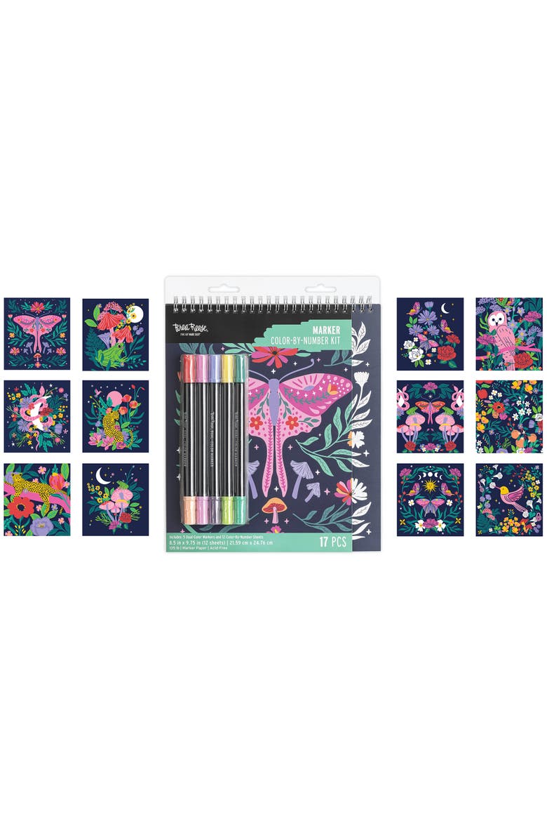 Marker Color by Number Kit Whimsical Botanicals, Alternate, color, Multicolored
