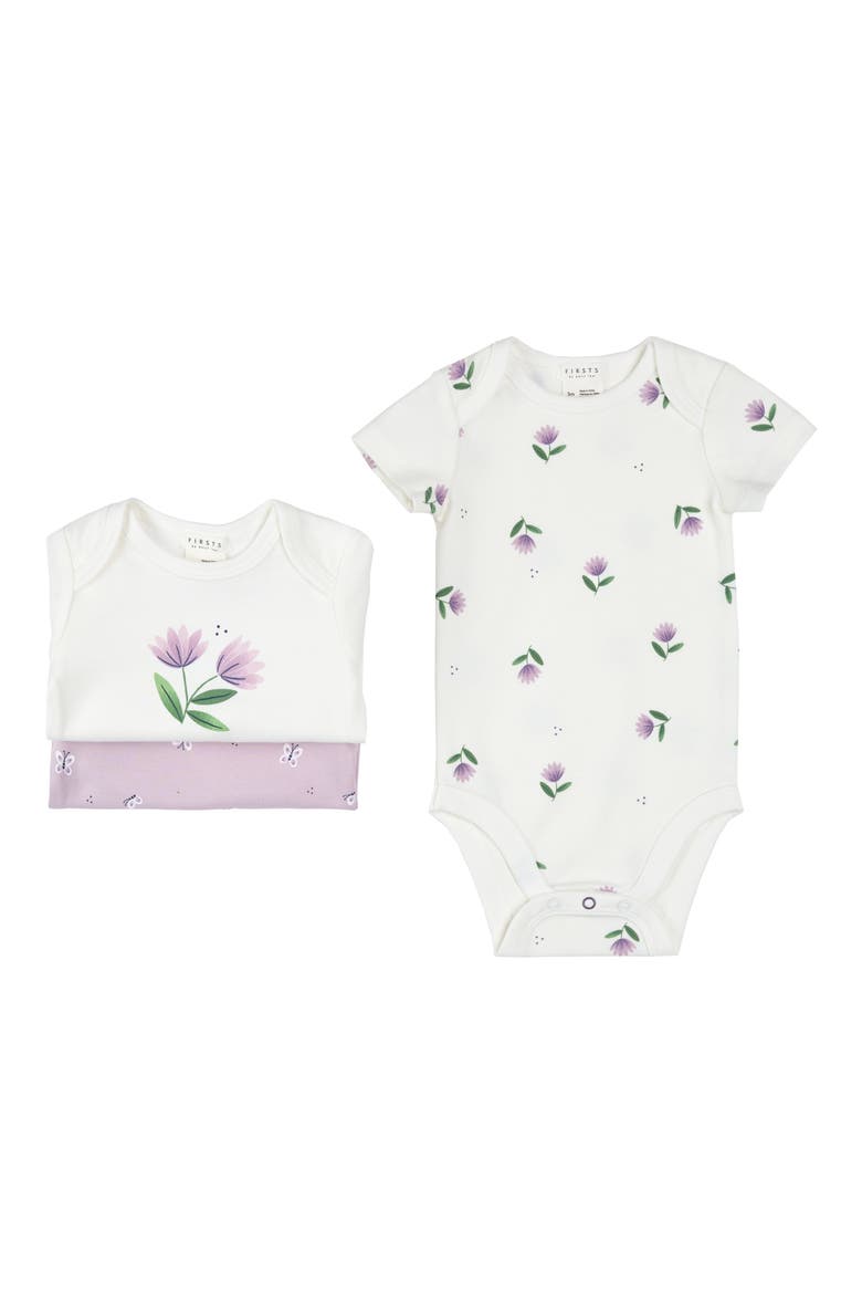Assorted 3-Pack Stretch Organic Cotton Bodysuits, Alternate, color, OFF WHITE