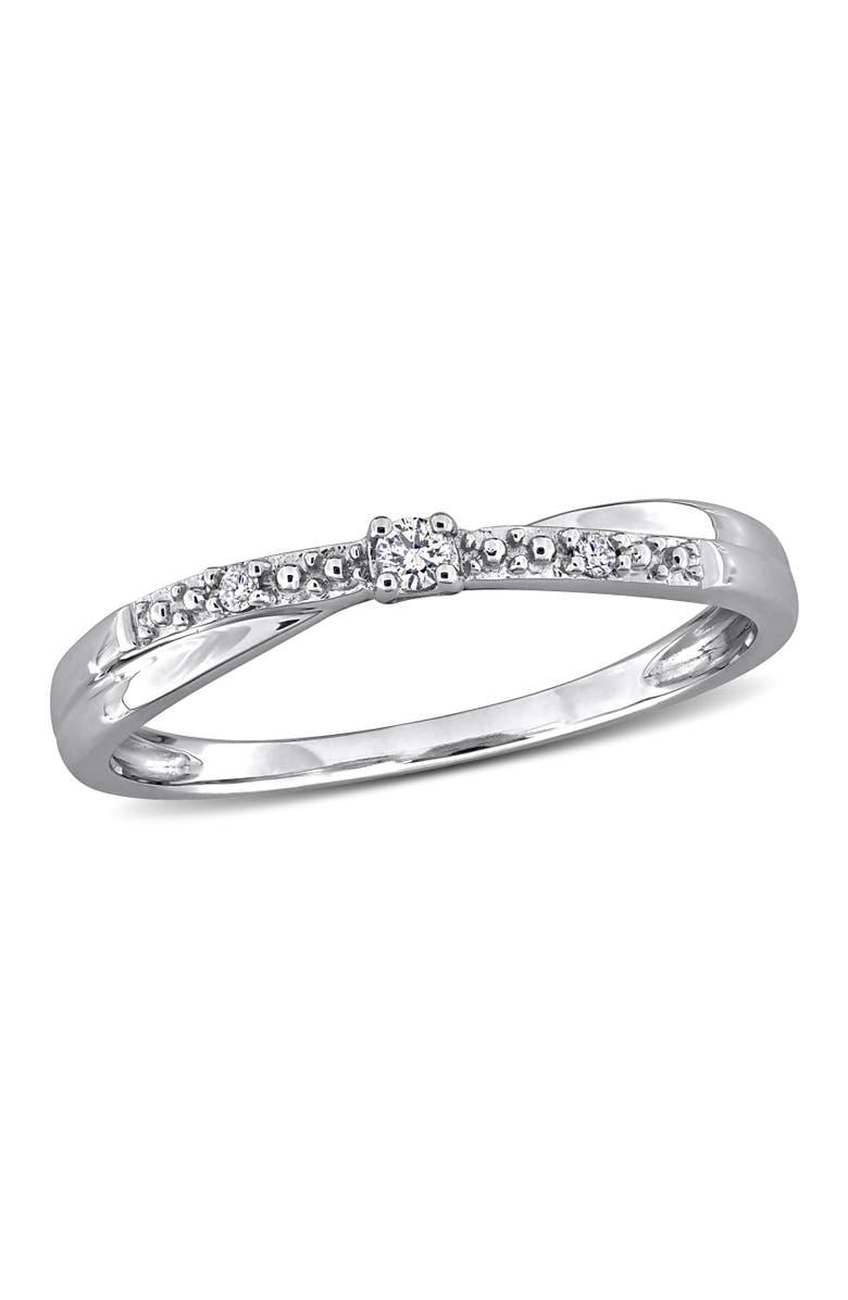Julianna B. Diamond Beaded Crossover Engagement Ring 10k, Main, color, 10K White Gold