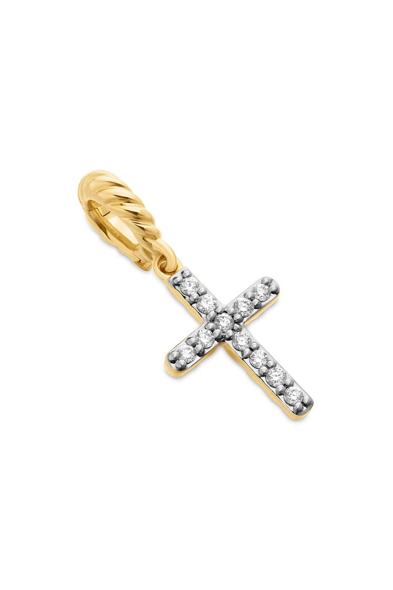 Cable Collectibles® 18K Yellow Gold Cross Pendant with Diamonds, Main, color, DIAMOND