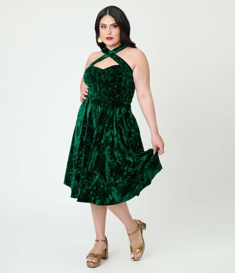 Plus Size 1950s Criss Cross Halter Rita Flare Dress