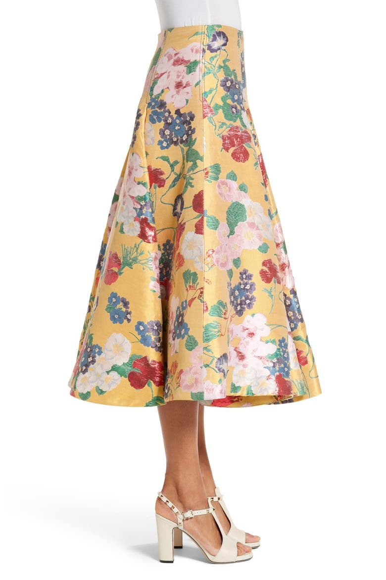 Romantic Garden Brocade Skirt, Alternate, color, YELLOW MULTI