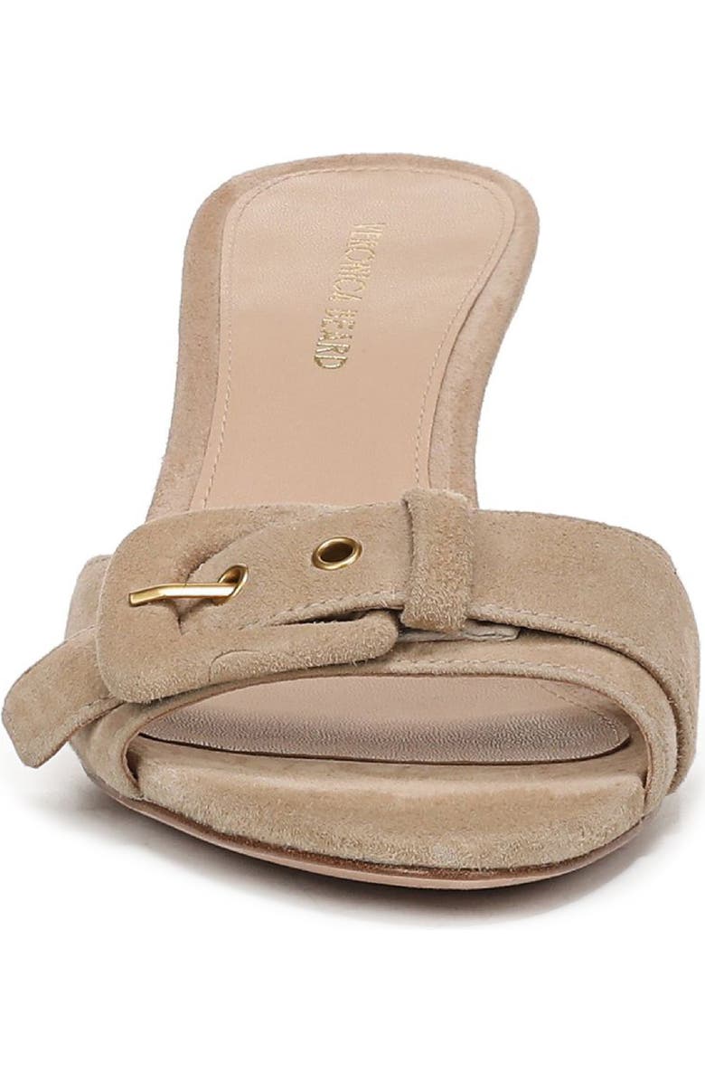 Veronica Beard Tia Buckle Slide Sandal, Alternate, color, Sand Suede