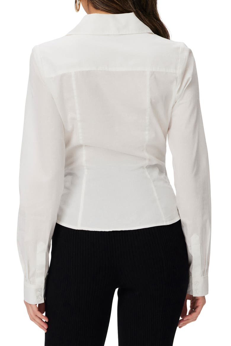 Alera Pleated Cotton Button-Up Shirt, Alternate, color, WHITE
