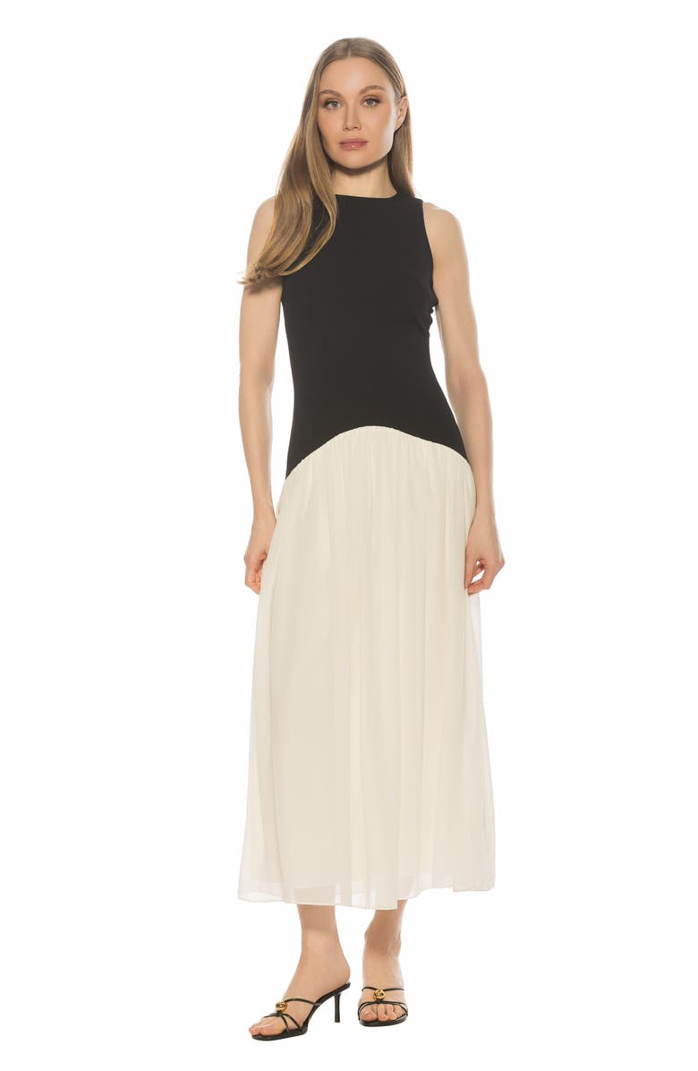 Alexia Admor Dorian Halter Neck Midi Dress, Alternate, color, Black/ White