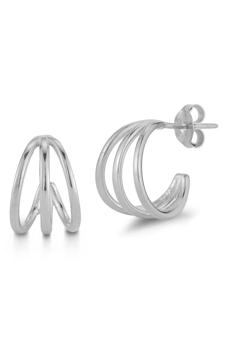 GLAZE JEWELRY Triple Ring Huggie Hoop Earrings, Main, color, 