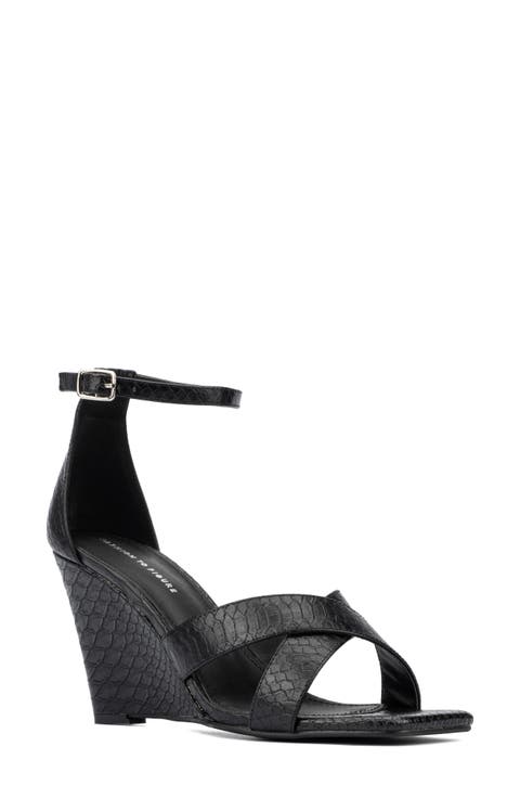 Marcie Snake Embossed Wedge Sandal - Wide Width (Women)