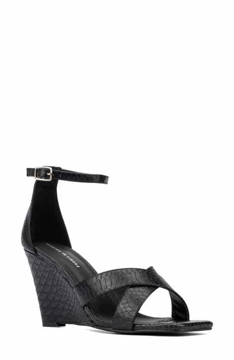 Fashion to Figure Marcie Snake Embossed Wedge Sandal - Wide Width
