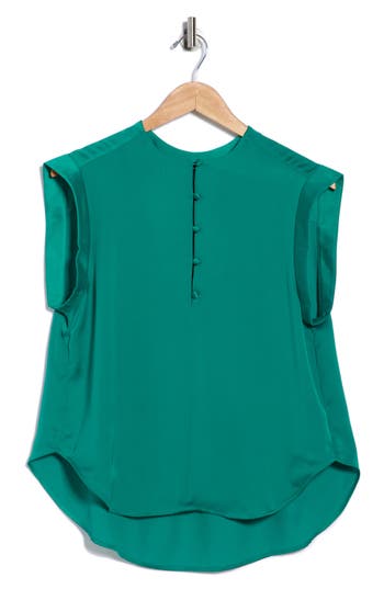 Rag & Bone Maple Cap Sleeve Satin Top In Green