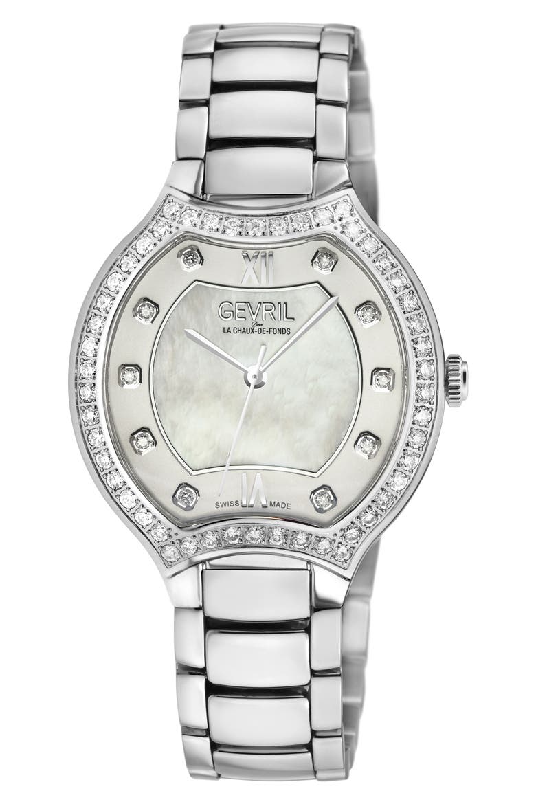 Lugano Diamond Bracelet Watch, 35mm, Main, color, SILVER