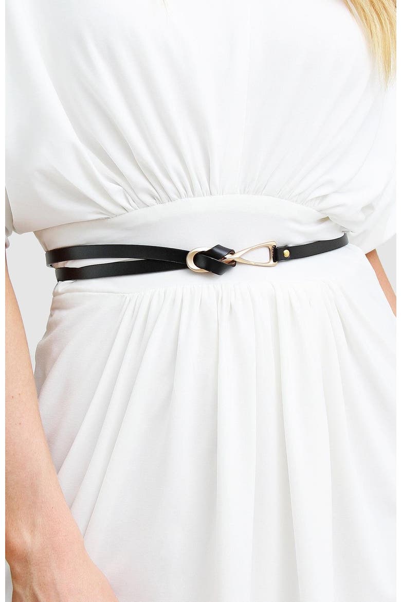 London Mood Leather Tie Belt, Alternate, color, Black