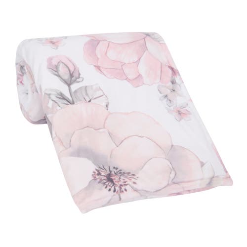 Lambs & Ivy Botanical Baby Watercolor Floral Fleece Baby Blanket In Pink
