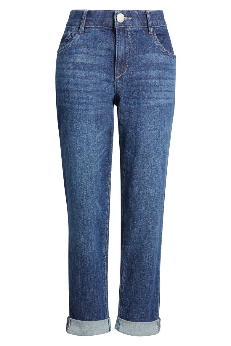 Gemma High Waist Girlfriend Jeans, Alternate, color, BLUE