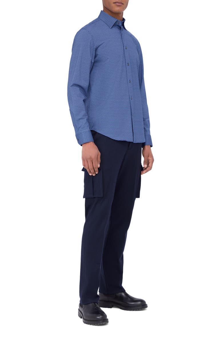 Bugatchi Jules OoohCotton<sup>®</sup> Abstract Print Button-Up Shirt, Alternate, color, Night Blue