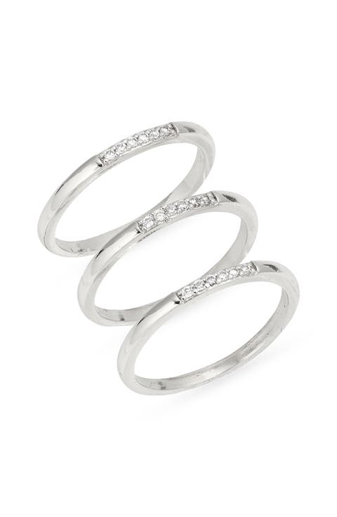 Set of 3 Cubic Zirconia Stack Rings