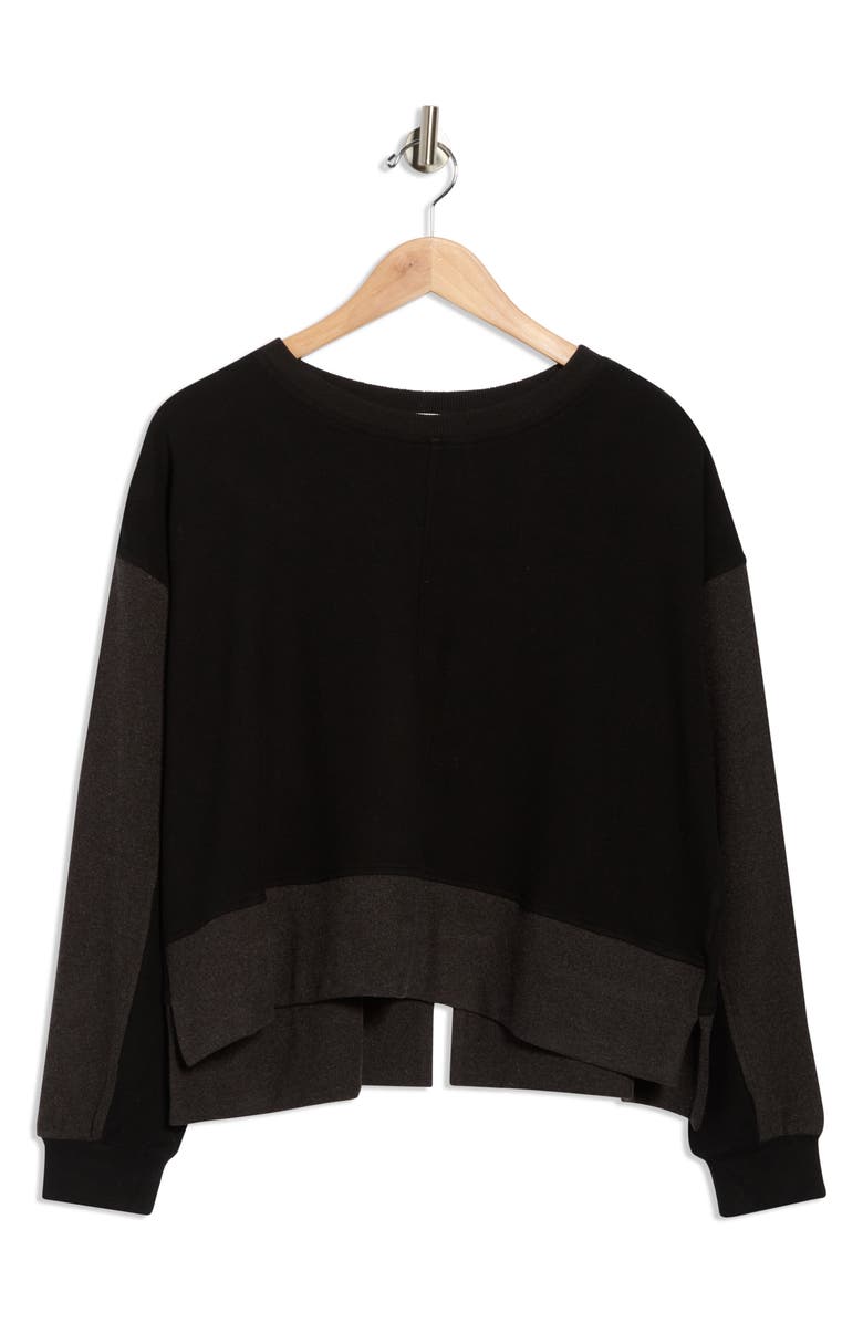 PATRIZIA LUCA Colorblock Sweatshirt, Alternate, color, Black