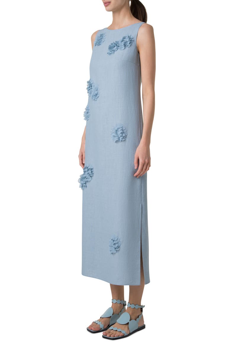3D Carnation Linen Shift Dress, Alternate, color, ICE BLUE