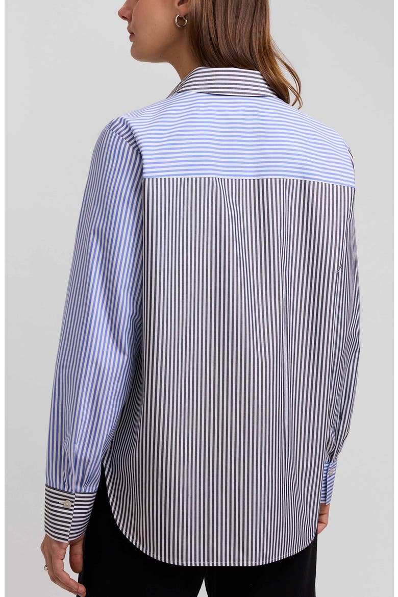 Meghan Colorblock Stripe Cotton Button-Up Shirt, Alternate, color, BLUE/ MULTI