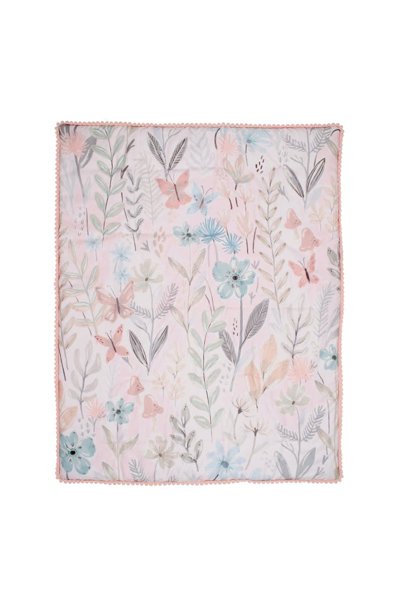 Lambs & Ivy Baby Blooms 3-Piece Floral/Butterfly Baby Crib Bedding Set, Alternate, color, Pink