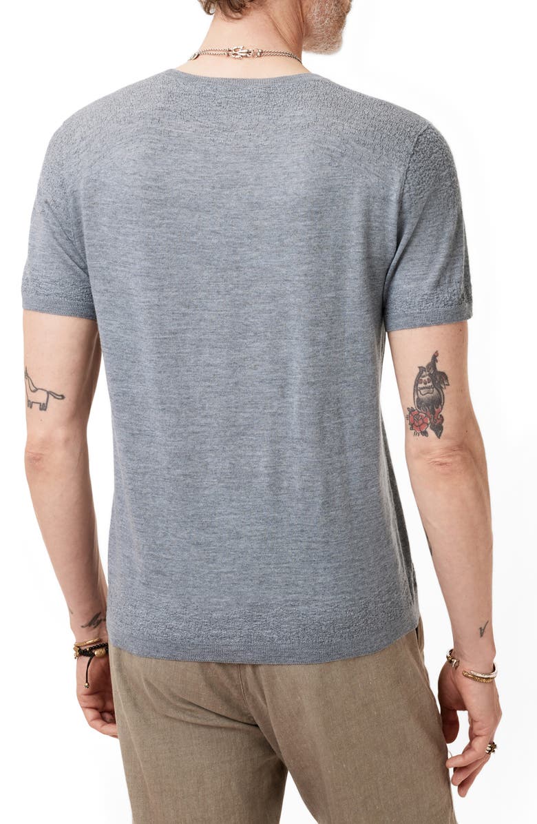 John Varvatos Alvito Regular Fit Short Sleeve Wool Sweater, Alternate, color, Med Grey