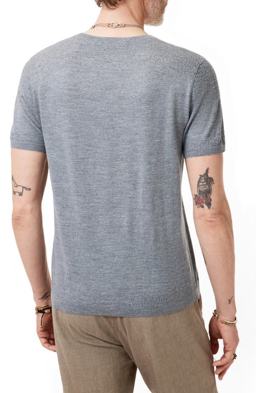 John Varvatos Alvito Regular Fit Short Sleeve Wool Sweater In Med Grey