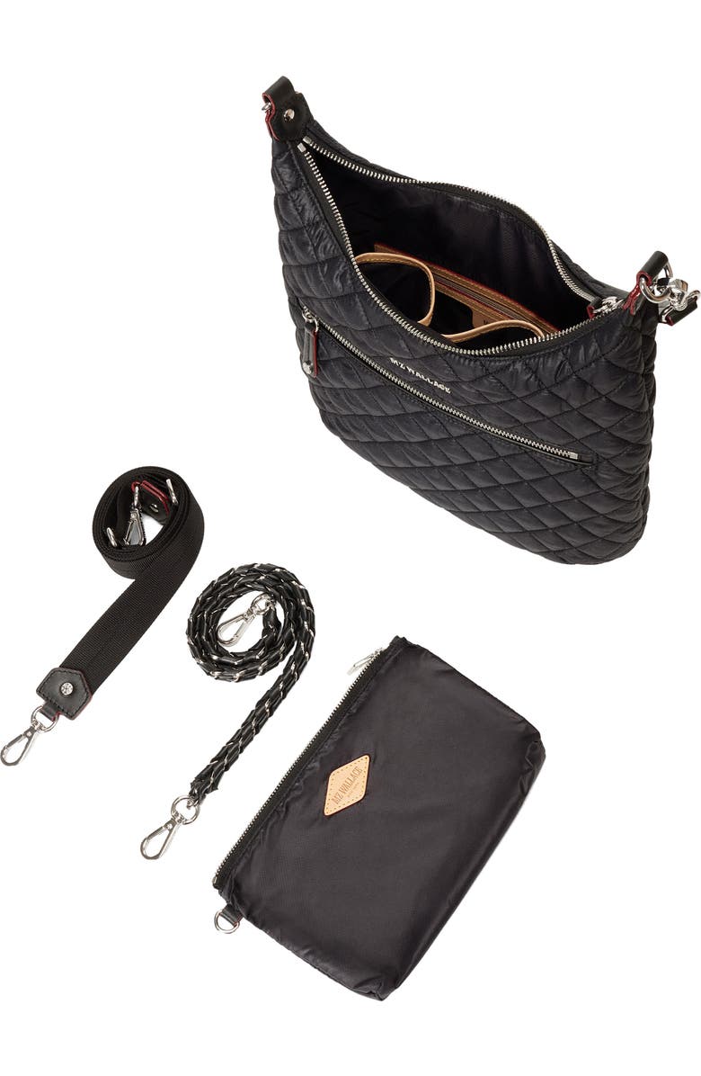 MZ Wallace Crosby Sienna Quilted Nylon Shoulder Bag, Alternate, color, Black