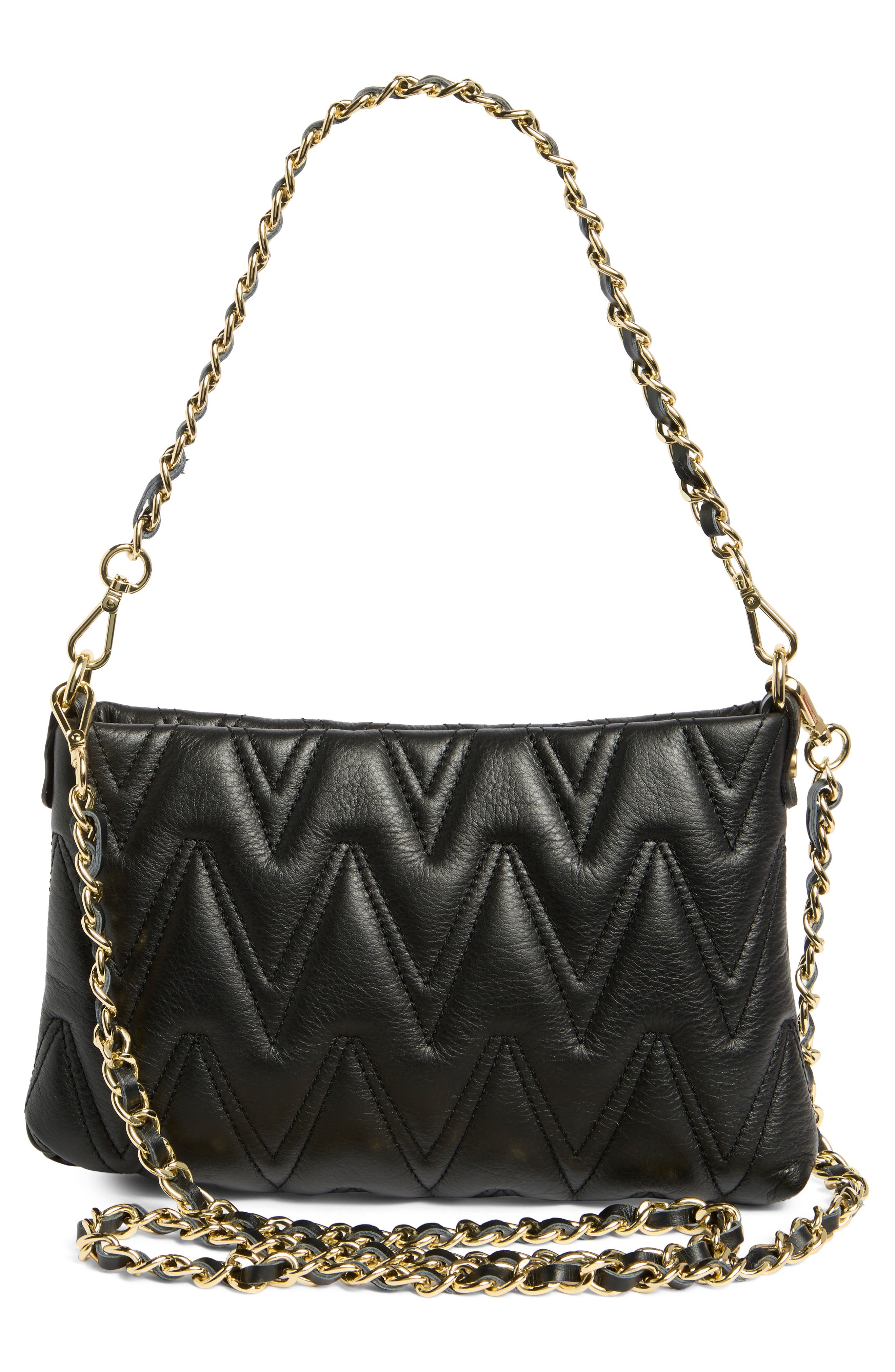 VALENTINO BY MARIO VALENTINO Vanille Diamond Quilted Leather Shoulder Bag, Alternate, color, Black
