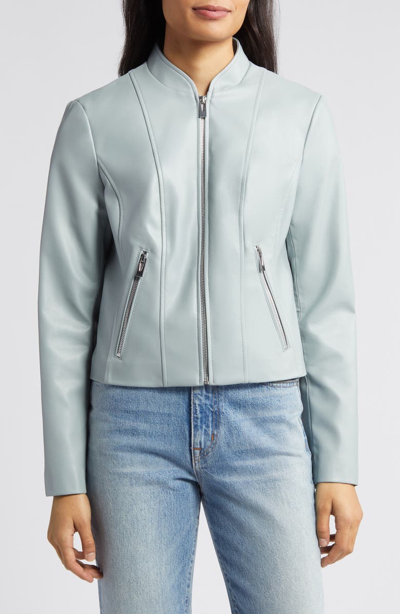 Via Spiga Faux Leather Jacket, Alternate, color, Dove Grey